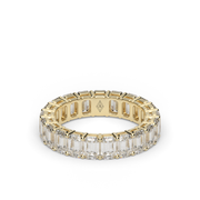 4 Carat Yellow Gold Emerald Cut Diamond Eternity Ring/Band With Share Prong Setting.